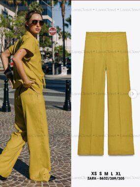 Zara Mustard linen pants Size XS